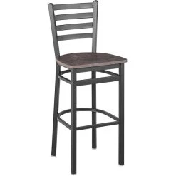 BFM Seating Lima Sand Black Steel Ladder Back Barstool With Relic Rustic Copper Seat