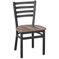 BFM Seating Lima Sand Black Steel Ladder Back Side Chair With Relic Farmhouse Seat