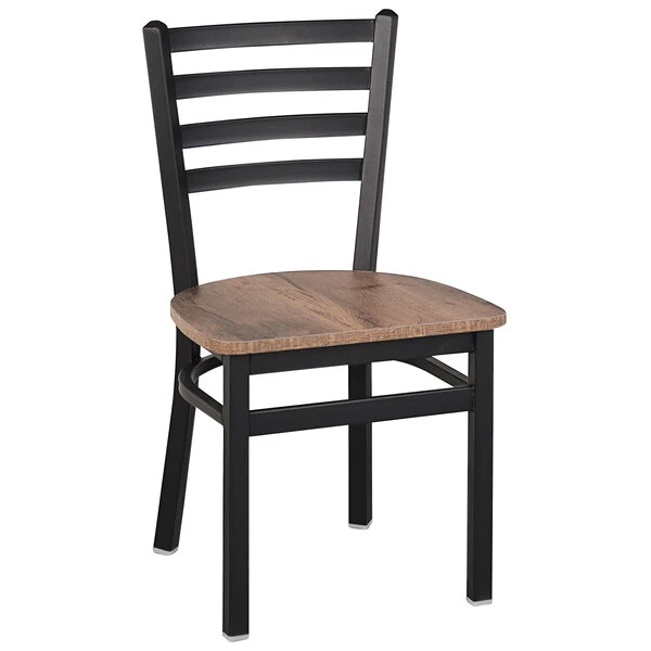 BFM Seating Lima Sand Black Steel Ladder Back Side Chair With Relic Knotty Pine Seat 1 BFM Seating Lima Sand Black Steel Ladder Back Side Chair With Relic Knotty Pine Seat