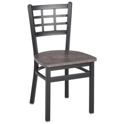 BFM Seating Marietta Sand Black Steel Side Chair With Relic Rustic Copper Seat