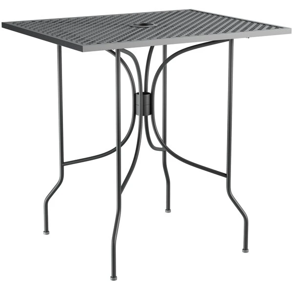 Lancaster Table & Seating Harbor Black 24" X 30" Rectangular Outdoor Standard Height Table With Ornate Legs 2 Lancaster Table & Seating Harbor Black 24" X 30" Rectangular Outdoor Standard Height Table With Ornate Legs - Image 2