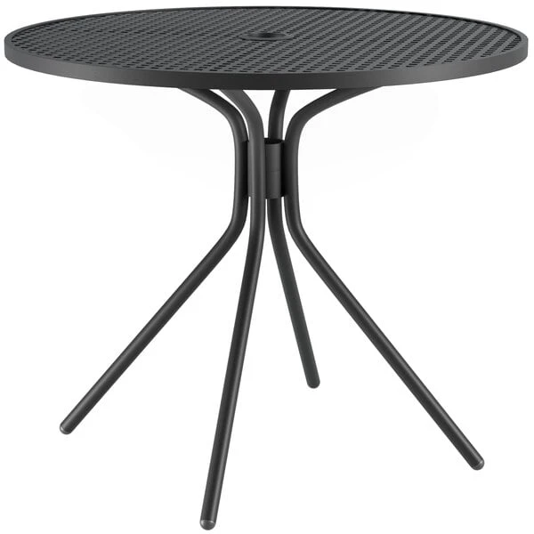 Lancaster Table & Seating Harbor Black 36" Round Outdoor Standard Height Table With Modern Legs 2 Lancaster Table & Seating Harbor Black 36" Round Outdoor Standard Height Table With Modern Legs - Image 2