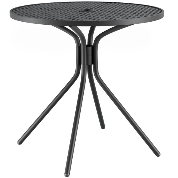 Lancaster Table & Seating Harbor Black 30" Round Outdoor Standard Height Table With Modern Legs 2 Lancaster Table & Seating Harbor Black 30" Round Outdoor Standard Height Table With Modern Legs - Image 2