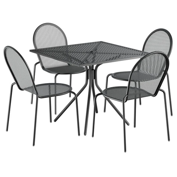 Lancaster Table & Seating Harbor Black 36" Square Outdoor Standard Height Table With Modern Legs And 4 Side Chairs 2 Lancaster Table & Seating Harbor Black 36" Square Outdoor Standard Height Table With Modern Legs And 4 Side Chairs - Image 2