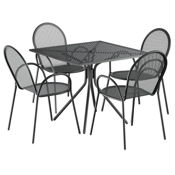 Lancaster Table & Seating Harbor Black 36" Square Outdoor Standard Height Table With Modern Legs And 4 Arm Chairs 2 Lancaster Table & Seating Harbor Black 36" Square Outdoor Standard Height Table With Modern Legs And 4 Arm Chairs - Image 2