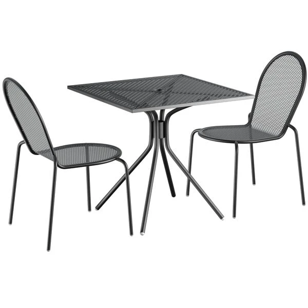 Lancaster Table & Seating Harbor Black 30" Square Outdoor Standard Height Table With Modern Legs And 2 Side Chairs 2 Lancaster Table & Seating Harbor Black 30" Square Outdoor Standard Height Table With Modern Legs And 2 Side Chairs - Image 2