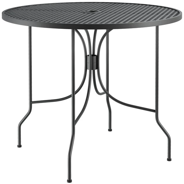 Lancaster Table & Seating Harbor Black 36" Round Outdoor Standard Height Table With Ornate Legs 2 Lancaster Table & Seating Harbor Black 36" Round Outdoor Standard Height Table With Ornate Legs - Image 2