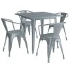 LT&S Alloy Series Lancaster Table & Seating Alloy Series 32" X 32" Charcoal Dining Height Outdoor Table With 4 Arm Chairs