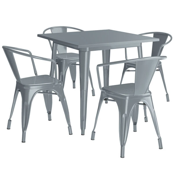 LT&S Alloy Series Lancaster Table & Seating Alloy Series 32" X 32" Charcoal Dining Height Outdoor Table With 4 Arm Chairs 1 LT&S Alloy Series Lancaster Table & Seating Alloy Series 32" X 32" Charcoal Dining Height Outdoor Table With 4 Arm Chairs
