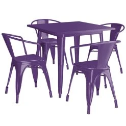 LT&S Alloy Series Lancaster Table & Seating Alloy Series 32" X 32" Purple Dining Height Outdoor Table With 4 Arm Chairs