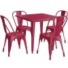 LT&S Alloy Series Lancaster Table & Seating Alloy Series 32" X 32" Sangria Dining Height Outdoor Table With 4 Industrial Cafe Chairs