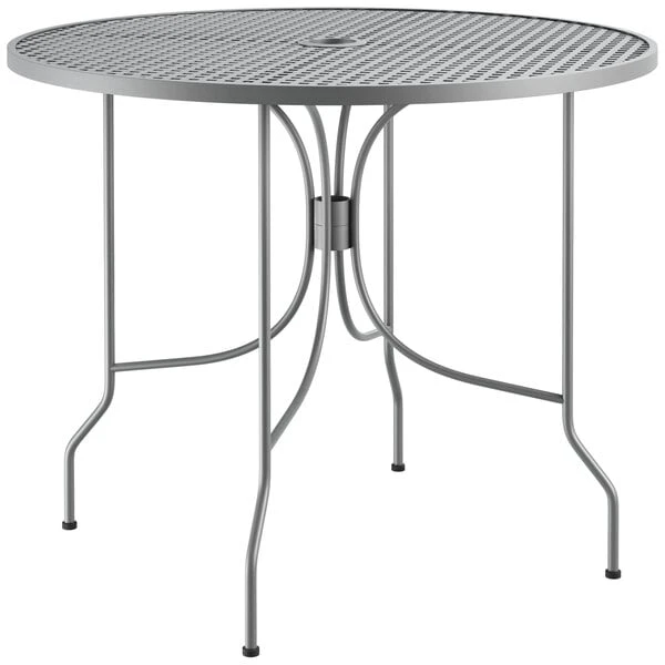 Lancaster Table & Seating Harbor Gray 36" Round Outdoor Standard Height Table With Ornate Legs 2 Lancaster Table & Seating Harbor Gray 36" Round Outdoor Standard Height Table With Ornate Legs - Image 2