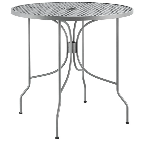 Lancaster Table & Seating Harbor Gray 30" Round Outdoor Standard Height Table With Ornate Legs 2 Lancaster Table & Seating Harbor Gray 30" Round Outdoor Standard Height Table With Ornate Legs - Image 2