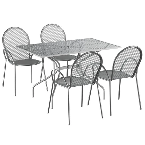 Lancaster Table & Seating Harbor Gray 30" X 48" Rectangular Outdoor Standard Height Table With Modern Legs And 4 Arm Chairs 2 Lancaster Table & Seating Harbor Gray 30" X 48" Rectangular Outdoor Standard Height Table With Modern Legs And 4 Arm Chairs - Image 2
