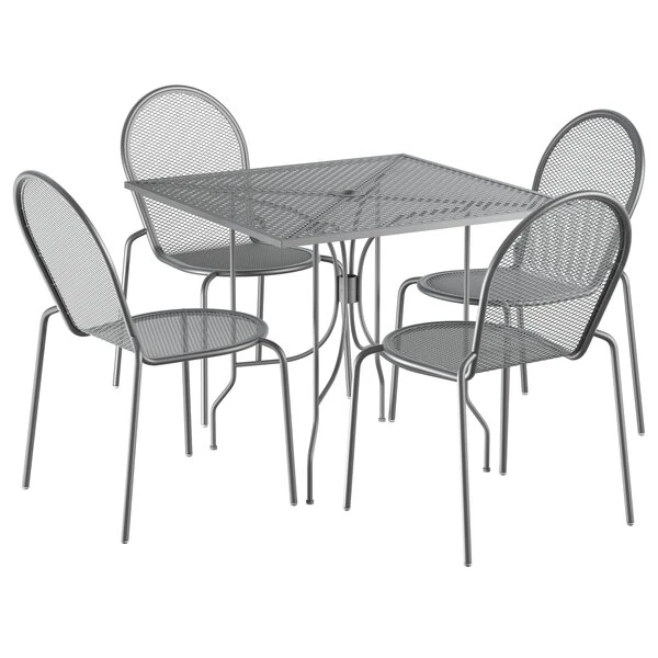 Lancaster Table & Seating Harbor Gray 36" Square Outdoor Standard Height Table With Ornate Legs And 4 Side Chairs 2 Lancaster Table & Seating Harbor Gray 36" Square Outdoor Standard Height Table With Ornate Legs And 4 Side Chairs - Image 2
