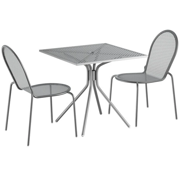 Lancaster Table & Seating Harbor Gray 30" Square Outdoor Standard Height Table With Modern Legs And 2 Side Chairs 2 Lancaster Table & Seating Harbor Gray 30" Square Outdoor Standard Height Table With Modern Legs And 2 Side Chairs - Image 2
