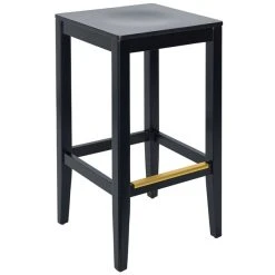 BFM Seating Stockton Black Beechwood Square Backless Barstool With Veneer Wood Seat