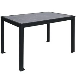 BFM Seating Surf 36" X 72" Black Aluminum Bolt-Down Pietro Top Standard Height Table