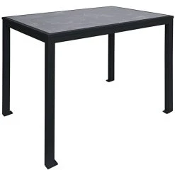 BFM Seating Surf 36" X 72" Black Aluminum Bolt-Down Pietro Top Bar Height Table