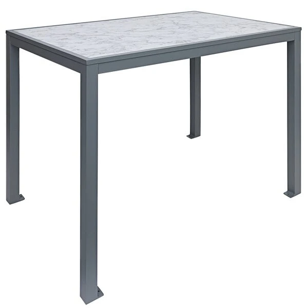 BFM Seating Surf 36" X 72" Soft Gray Aluminum Bolt-Down Carrara Top Bar Height Table 1 BFM Seating Surf 36" X 72" Soft Gray Aluminum Bolt-Down Carrara Top Bar Height Table