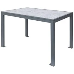 BFM Seating Surf 32" X 48" Soft Grey Aluminum Bolt-Down Carrara Top Standard Height Table