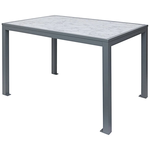 BFM Seating Surf 32" X 48" Soft Grey Aluminum Bolt-Down Carrara Top Standard Height Table 1 BFM Seating Surf 32" X 48" Soft Grey Aluminum Bolt-Down Carrara Top Standard Height Table