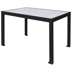 BFM Seating Surf 36" X 72" Black Aluminum Bolt-Down Carrara Top Standard Height Table