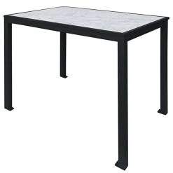 BFM Seating Surf 36" X 72" Black Aluminum Bolt-Down Carrara Top Bar Height Table
