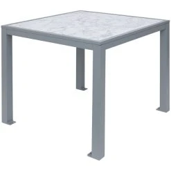 BFM Seating Surf 36" Square Soft Gray Aluminum Bolt-Down Carrara Top Standard Height Table