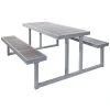 BFM Seating Seaside 72" X 27 1/2" Soft Gray Aluminum Picnic Table With Gray Synthetic Teak Top