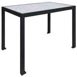 BFM Seating Surf 32" X 48" Black Aluminum Bolt-Down Carrara Top Bar Height Table