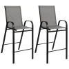 Flash Furniture Brazos Series Gray Stackable Outdoor Flex Comfort Barstool With Steel Frame - 2/Pack