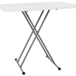 Flash Furniture 30 1/4" X 19 1/2" Rectangular Height Adjustable Granite White Plastic Folding Table