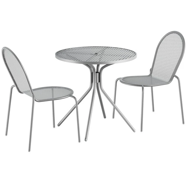 Lancaster Table & Seating Harbor Gray 30" Round Outdoor Standard Height Table With Modern Legs And 2 Side Chairs 2 Lancaster Table & Seating Harbor Gray 30" Round Outdoor Standard Height Table With Modern Legs And 2 Side Chairs - Image 2