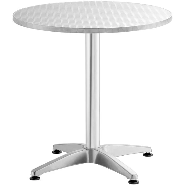 Lancaster Table & Seating 27" Chrome Powder-Coated Round Steel Table 2 Lancaster Table & Seating 27" Chrome Powder-Coated Round Steel Table - Image 2