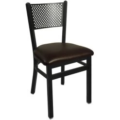 BFM Seating Polk Sand Black Steel Side Chair With 2" Dark Brown Vinyl Seat