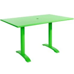 BFM Seating Bali-Beachcomber 32" X 48" Lime Powder Coated Aluminum Bar Height Outdoor / Indoor Table With Cross Base And Umbrella Hole