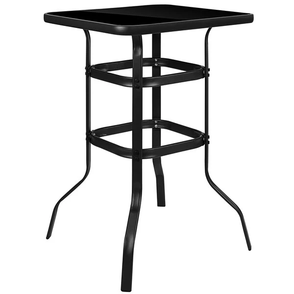 Flash Furniture TLH-073H092H-NV-GG 27 1/2" X 27 1/2" X 39 1/2" Outdoor Glass Bar Table Set With 2 Navy Chairs 2 Flash Furniture TLH-073H092H-NV-GG 27 1/2" X 27 1/2" X 39 1/2" Outdoor Glass Bar Table Set With 2 Navy Chairs - Image 2