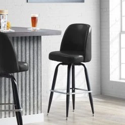 Lancaster Table & Seating Black Barstool With 18.5" Wide Bucket Seat