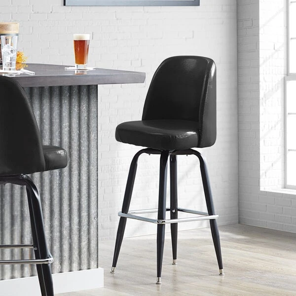 Lancaster Table & Seating Black Barstool With 18.5" Wide Bucket Seat 1 Lancaster Table & Seating Black Barstool With 18.5" Wide Bucket Seat