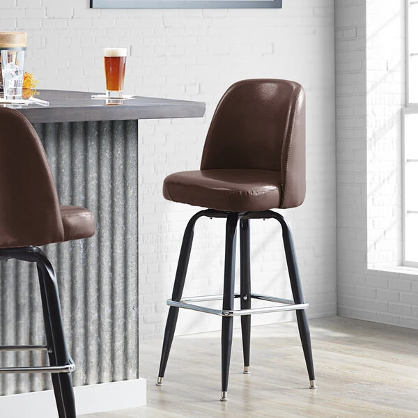Lancaster Table & Seating Dark Brown Barstool With 18.5" Wide Bucket Seat 1 Lancaster Table & Seating Dark Brown Barstool With 18.5" Wide Bucket Seat