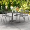 Lancaster Table & Seating 32" X 48" Matte Gray Powder-Coated Aluminum Dining Height Outdoor Table With Umbrella Hole And 4 Side Chairs