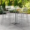 Lancaster Table & Seating 32" X 32" Silver Powder-Coated Aluminum Bar Height Outdoor Table With Umbrella Hole And 4 Barstools