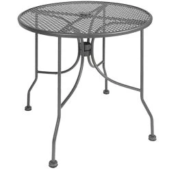 American Tables & Seating 30" Round Dark Grey Metal Mesh Outdoor Table With Umbrella Hole