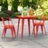 LT&S Alloy Series Lancaster Table & Seating Alloy Series 24" X 24" Red Dining Height Outdoor Table With 2 Arm Chairs