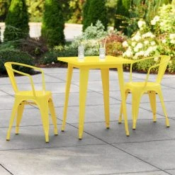 LT&S Alloy Series Lancaster Table & Seating Alloy Series 24" X 24" Yellow Dining Height Outdoor Table With 2 Arm Chairs -Zown Shop 2251306