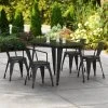LT&S Alloy Series Lancaster Table & Seating Alloy Series 48" X 30" Black Dining Height Outdoor Table With 4 Arm Chairs