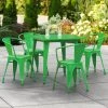 LT&S Alloy Series Lancaster Table & Seating Alloy Series 32" X 32" Green Dining Height Outdoor Table With 4 Arm Chairs