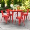 LT&S Alloy Series Lancaster Table & Seating Alloy Series 32" X 32" Red Dining Height Outdoor Table With 4 Arm Chairs