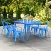 LT&S Alloy Series Lancaster Table & Seating Alloy Series 63" X 32" Blue Dining Height Outdoor Table With 6 Arm Chairs